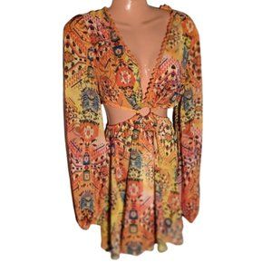 Shein Tribal Print Cut Out Dress. L